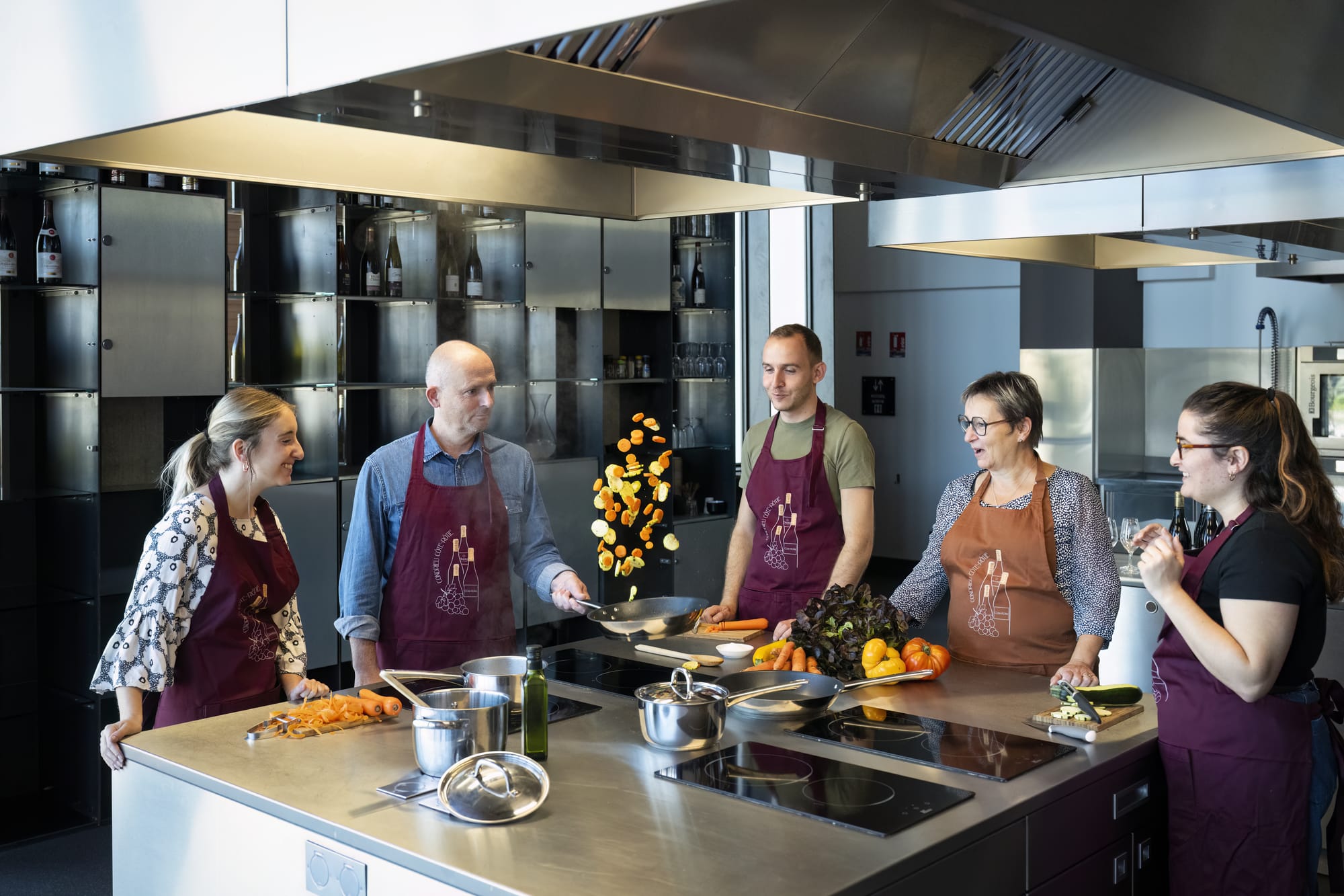 cours de cuisine lancer de légumes