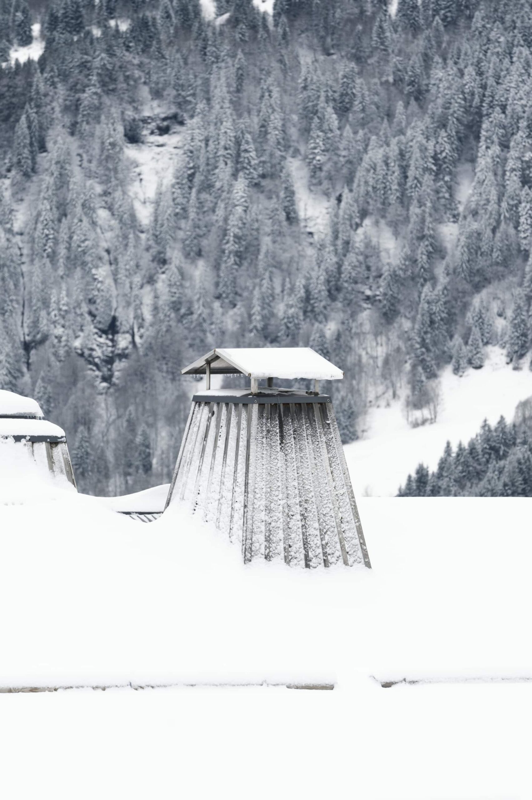 cheminée dans la neige